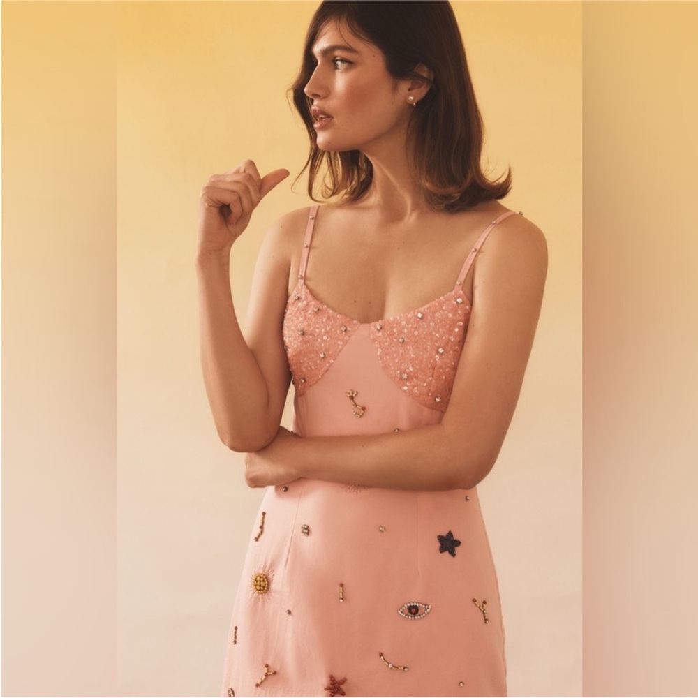 Anthropologie Verb by Pallavi Singhee Embellished Mini Dress Pink XL